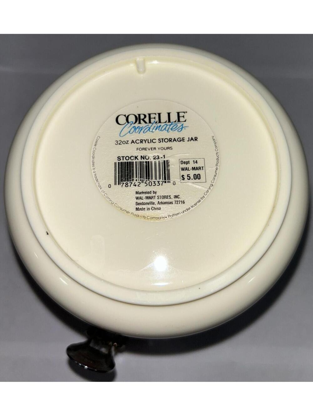 Vintage 32 oz Acrylic Storage jar Corelle Coordinate "Forever Yours" pattern - Picture 4 of 4